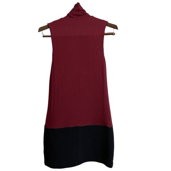 Bailey 44 Small Cranberry Black Bottom‎ Sleeveless Turtleneck Short Dress - Picture 2 of 7